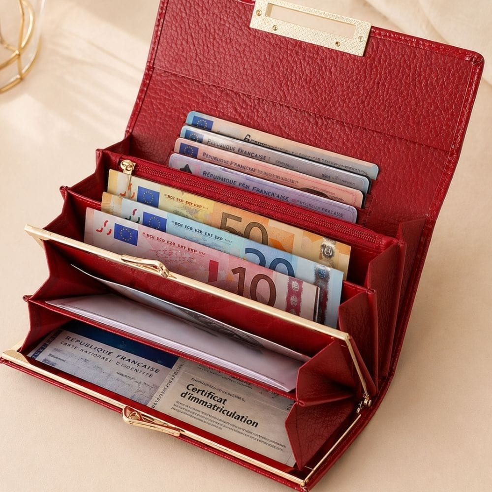 Porte Feuille Femme Vernis Rouge Cuir | Oria