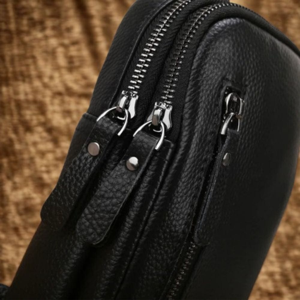 Sacoche Bandoulière Cuir Noir Homme | Kalen Noir / Cuir
