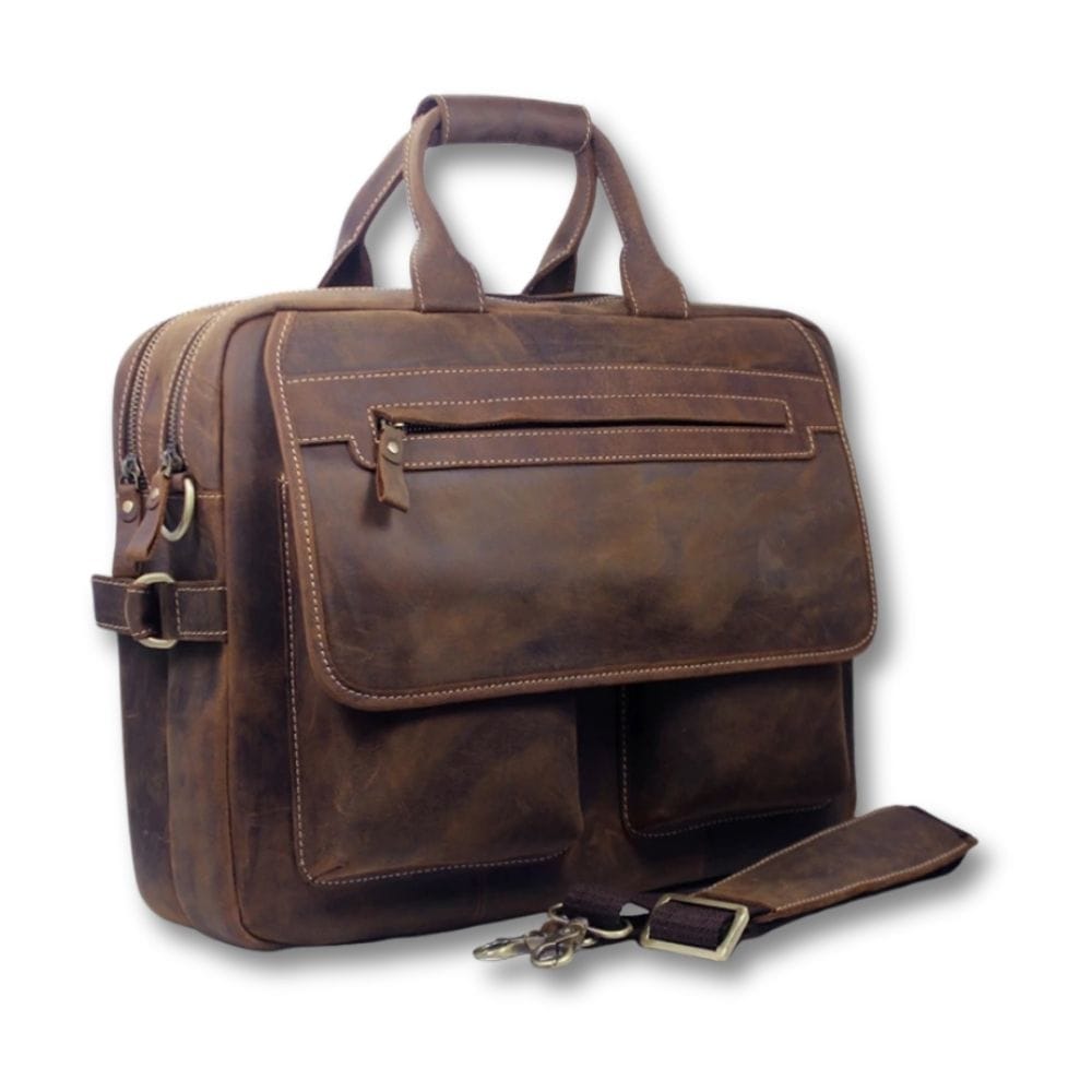 Sacoche Porte Document Cuir Vintage | Valen Brown / Cuir