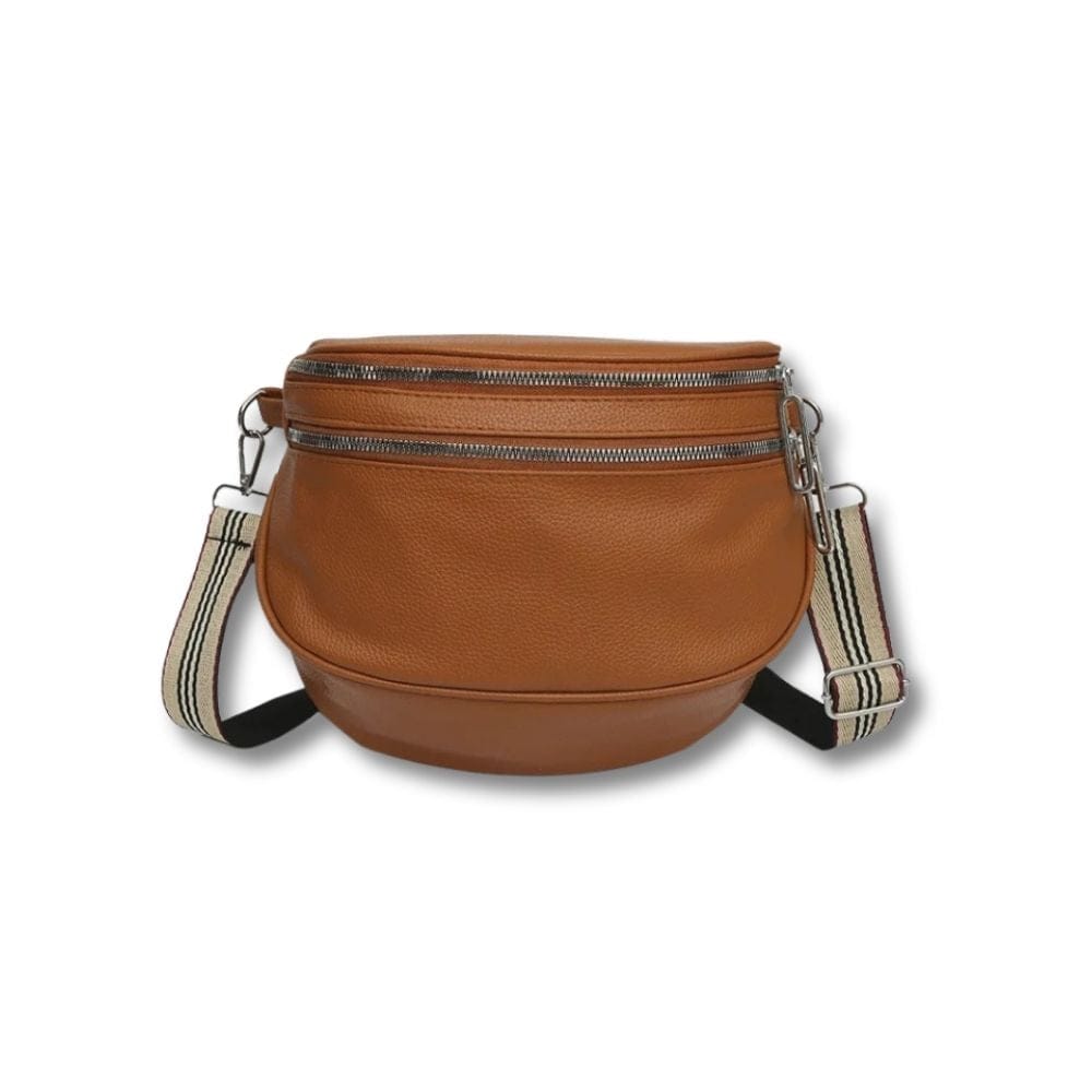 Banane Cuir Noir Femme | Fanny Marron
