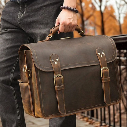 Cartable Sacoche Cuir Marron | Wynor Dark brown / Cuir