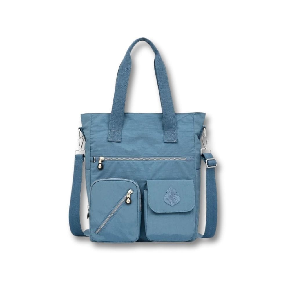 Grande Sacoche Bandoulière Femme | Thalia Gris Bleu / Nylon