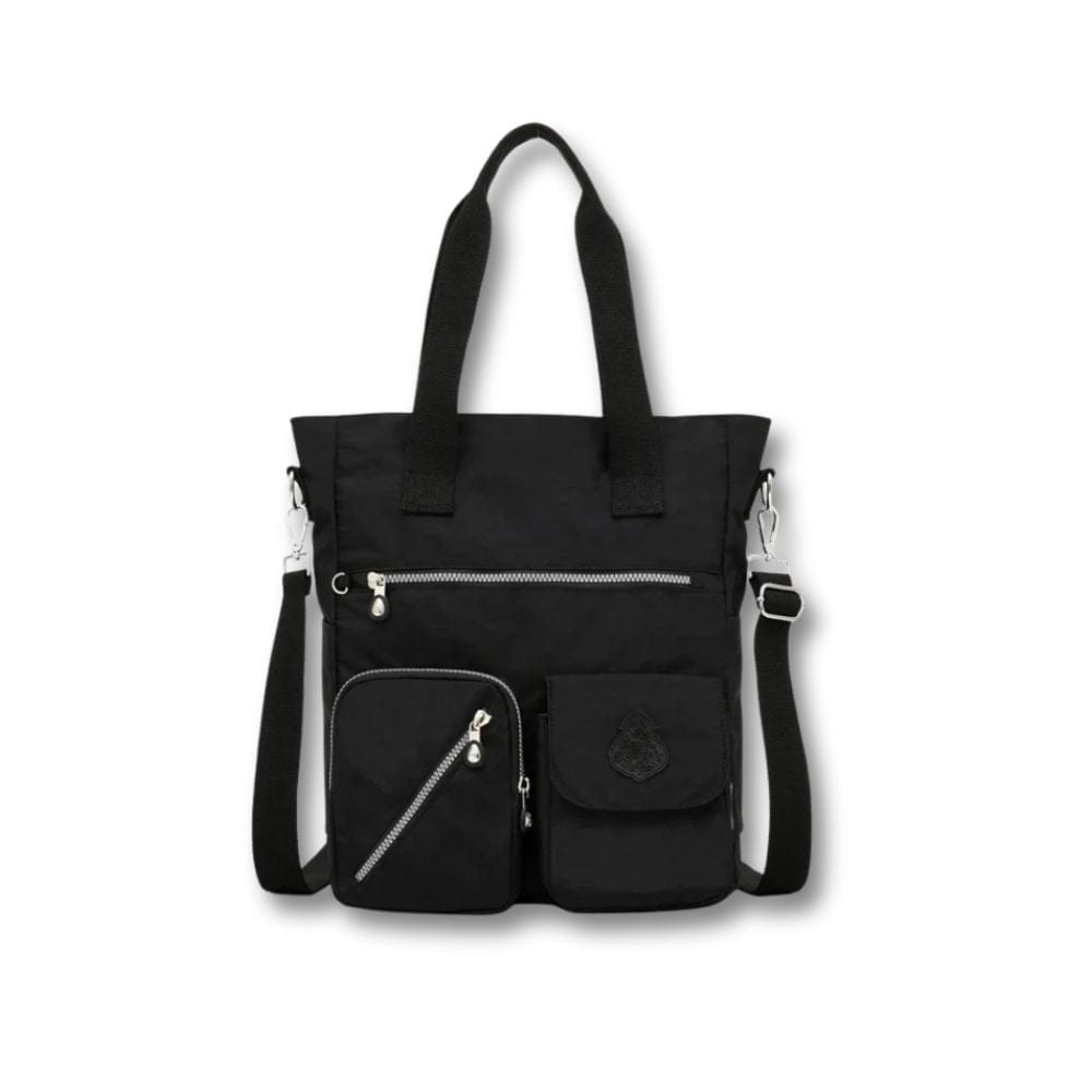 Grande Sacoche Bandoulière Femme | Thalia Noir / Nylon