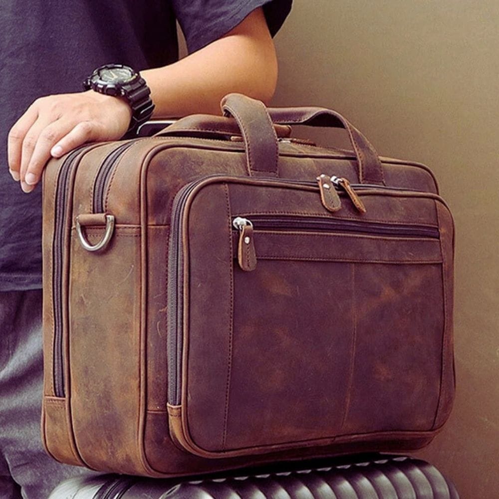 Grande Sacoche Cartable Homme Cuir | Darius Coffee / Cuir