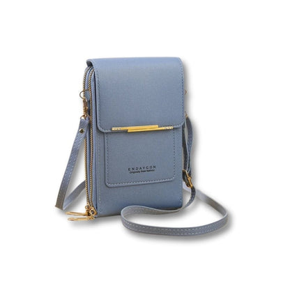Mini Sac Sacoche Pour Téléphone Femme | Orelia Bleu / Cuir