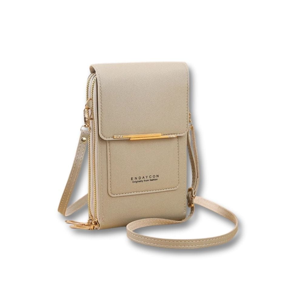 Mini Sac Sacoche Pour Téléphone Femme | Orelia Gris / Cuir