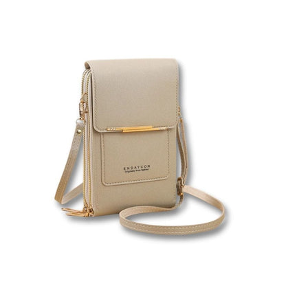 Mini Sac Sacoche Pour Téléphone Femme | Orelia Gris / Cuir