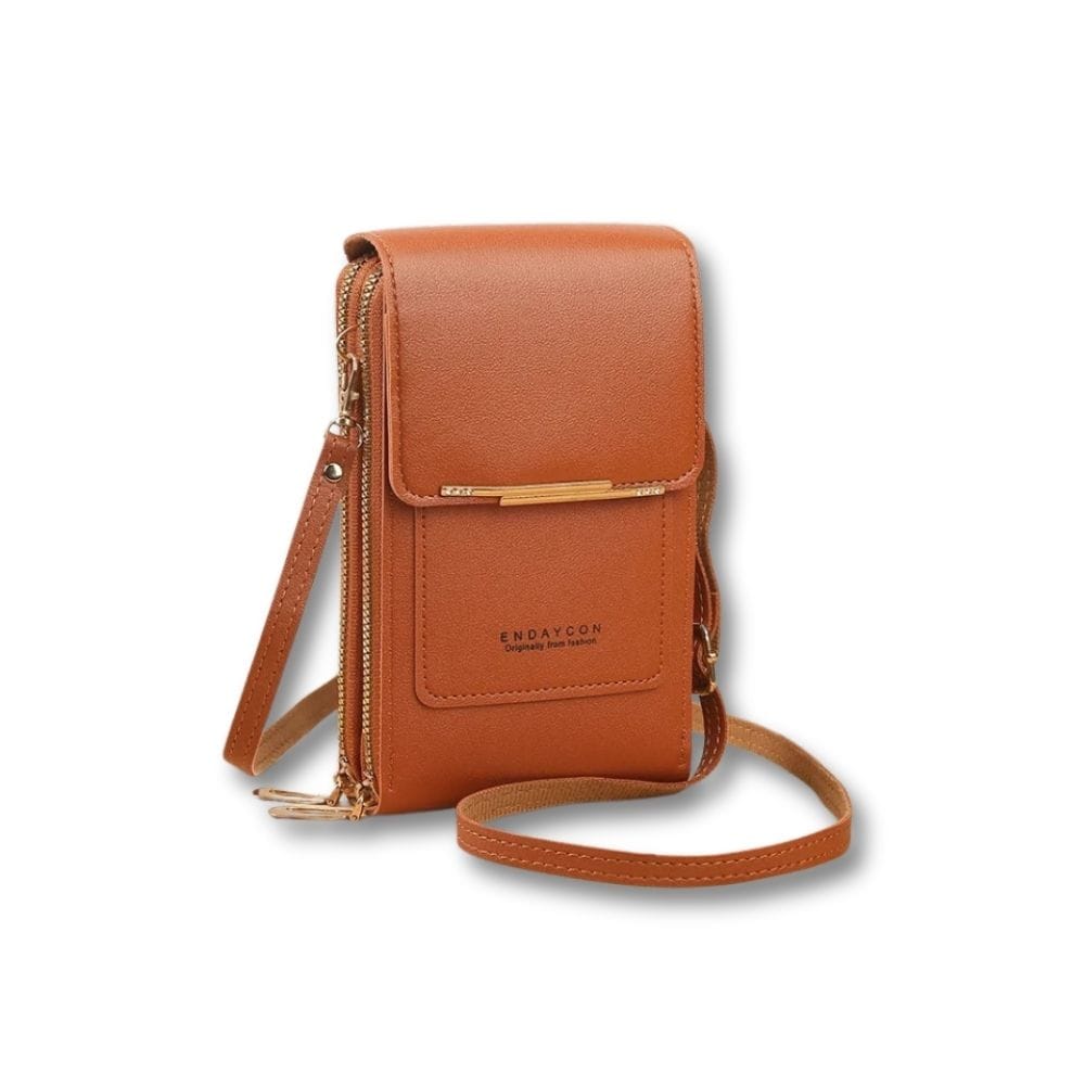 Mini Sac Sacoche Pour Téléphone Femme | Orelia Marron / Cuir