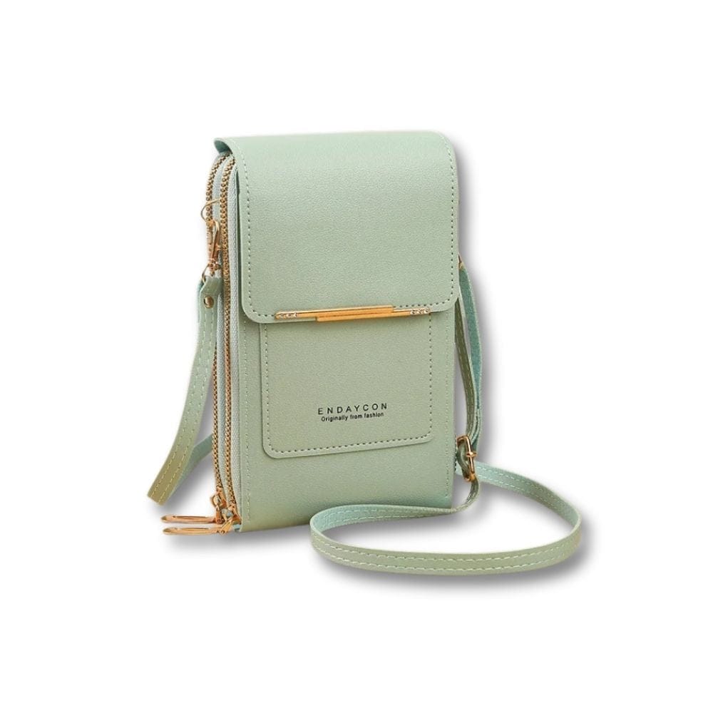 Mini Sac Sacoche Pour Téléphone Femme | Orelia vert / Cuir