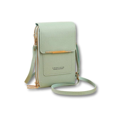Mini Sac Sacoche Pour Téléphone Femme | Orelia vert / Cuir