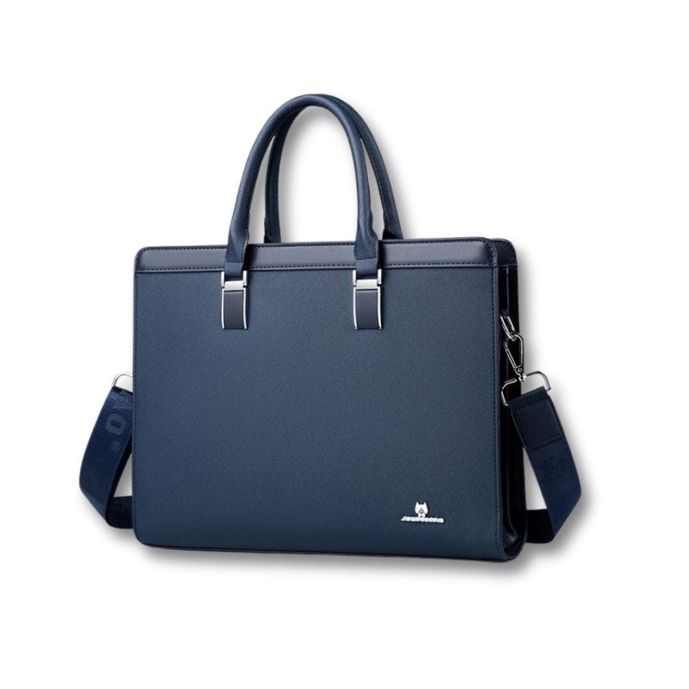 Petit Cartable Sacoche Homme | Toran Blue / Cuir / Tissu