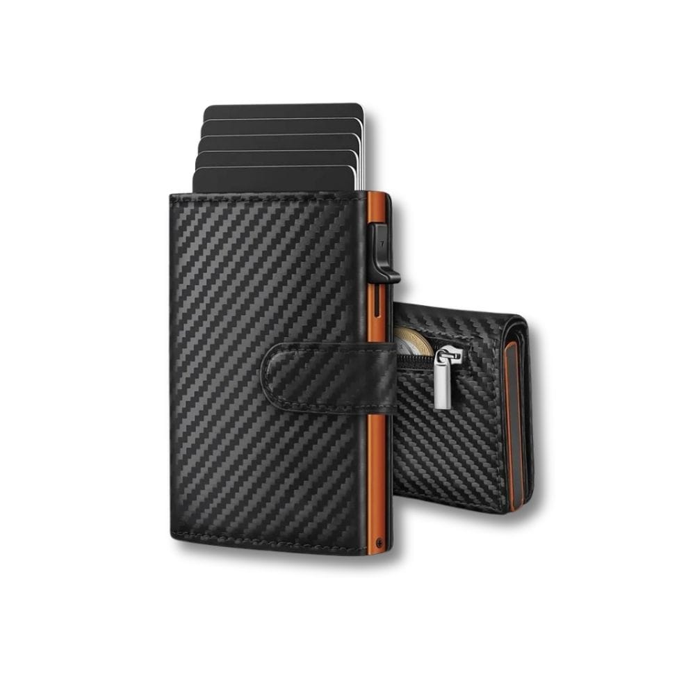 Petit Portefeuille Homme avec Porte-Monnaie | Axiel Carbon Orange