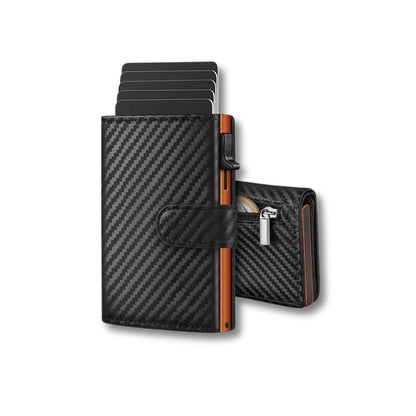 Petit Portefeuille Homme avec Porte-Monnaie | Axiel Carbon Orange