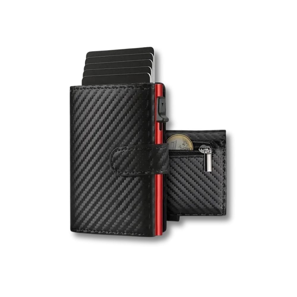 Petit Portefeuille Homme avec Porte-Monnaie | Axiel Carbon Rouge