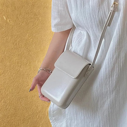 Petite Sacoche en Bandoulière Femme | Kaline Blanc / Cuir