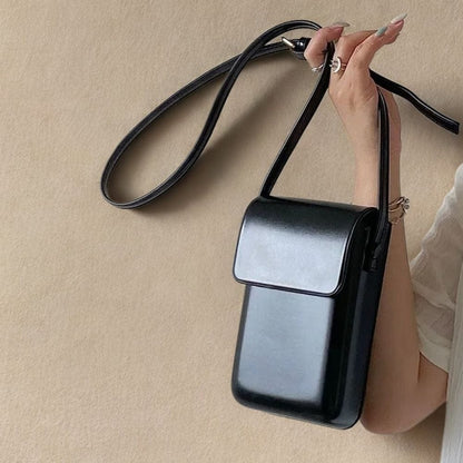 Petite Sacoche en Bandoulière Femme | Kaline Noir / Cuir