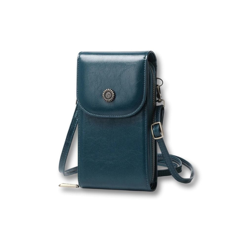 Petite Sacoche Retro Femme | Sirena bleu / Cuir