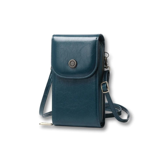 Petite Sacoche Retro Femme | Sirena bleu / Cuir