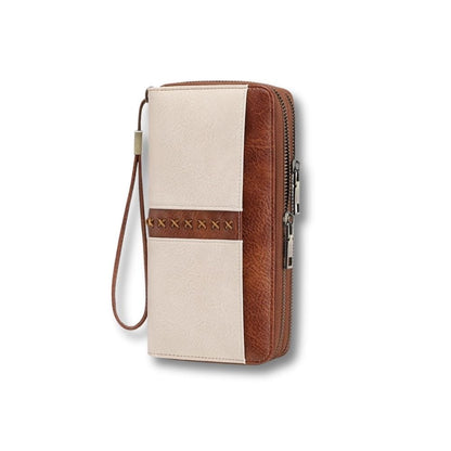 Pochette Téléphone Cuir Femme | Nolia Marron/Blanc