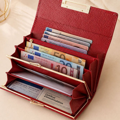 Porte Feuille Femme Vernis Rouge Cuir | Oria