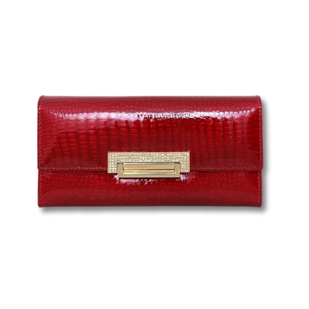 Porte Feuille Femme Vernis Rouge Cuir | Oria Rouge