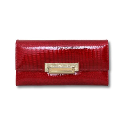 Porte Feuille Femme Vernis Rouge Cuir | Oria Rouge