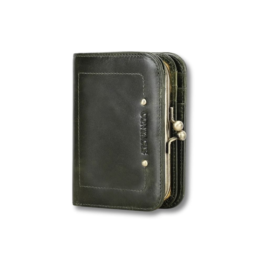 Porte Monnaie Compact Femme | Aria Vert Foncé