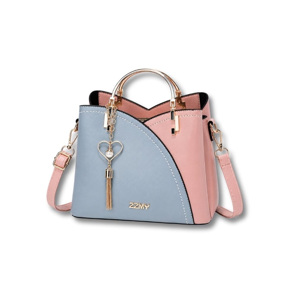 Sac à Main en Cuir Camel | Alix Bleu Ciel