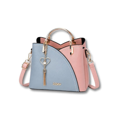 Sac à Main en Cuir Camel | Alix Bleu Ciel