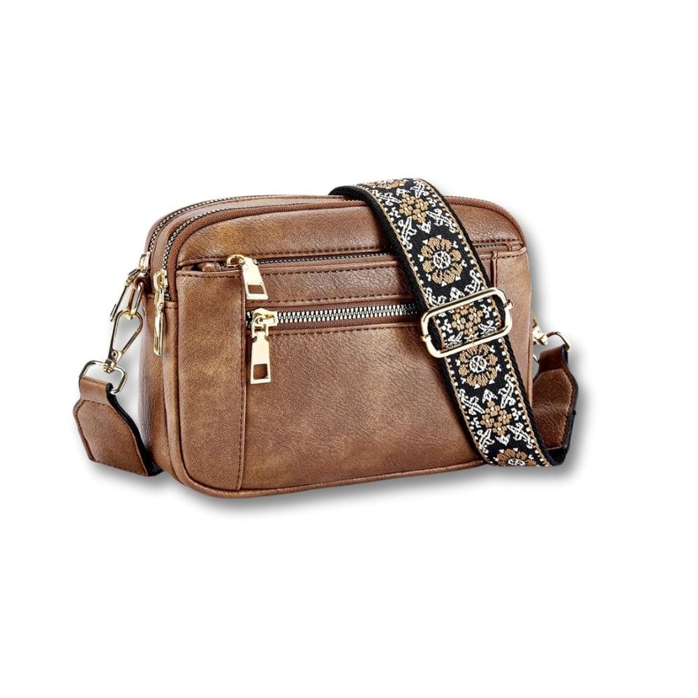 Sac à Main Sacoche Femme | Flavia Brun / Cuir / Nylon
