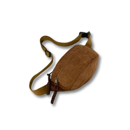 Sac Bandoulière en Velours Côtelé Femme | Éline Marron