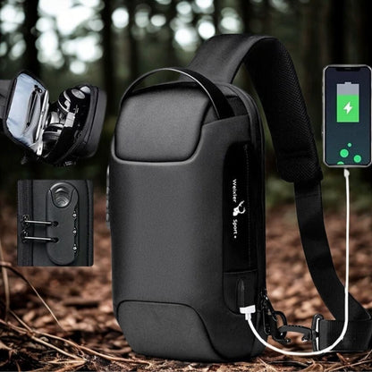 Sacoche à Recharge USB | Leon Noir / Tissu