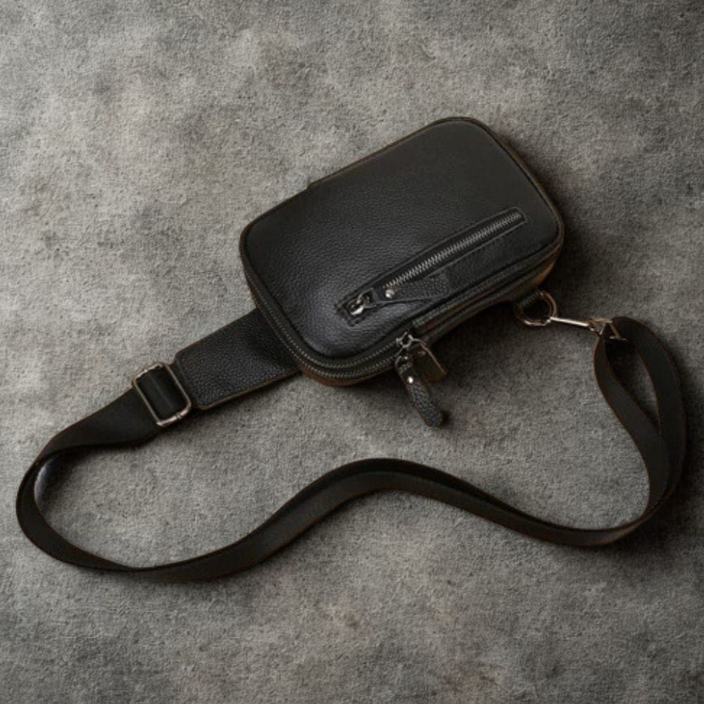Sacoche Bandoulière Cuir Noir Homme | Kalen Noir / Cuir