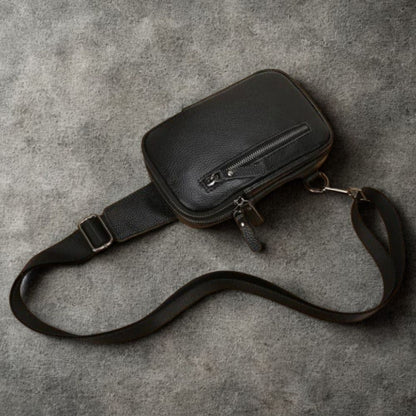 Sacoche Bandoulière Cuir Noir Homme | Kalen Noir / Cuir