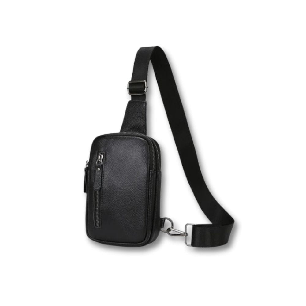 Sacoche Bandoulière Cuir Noir Homme | Kalen Noir / Cuir