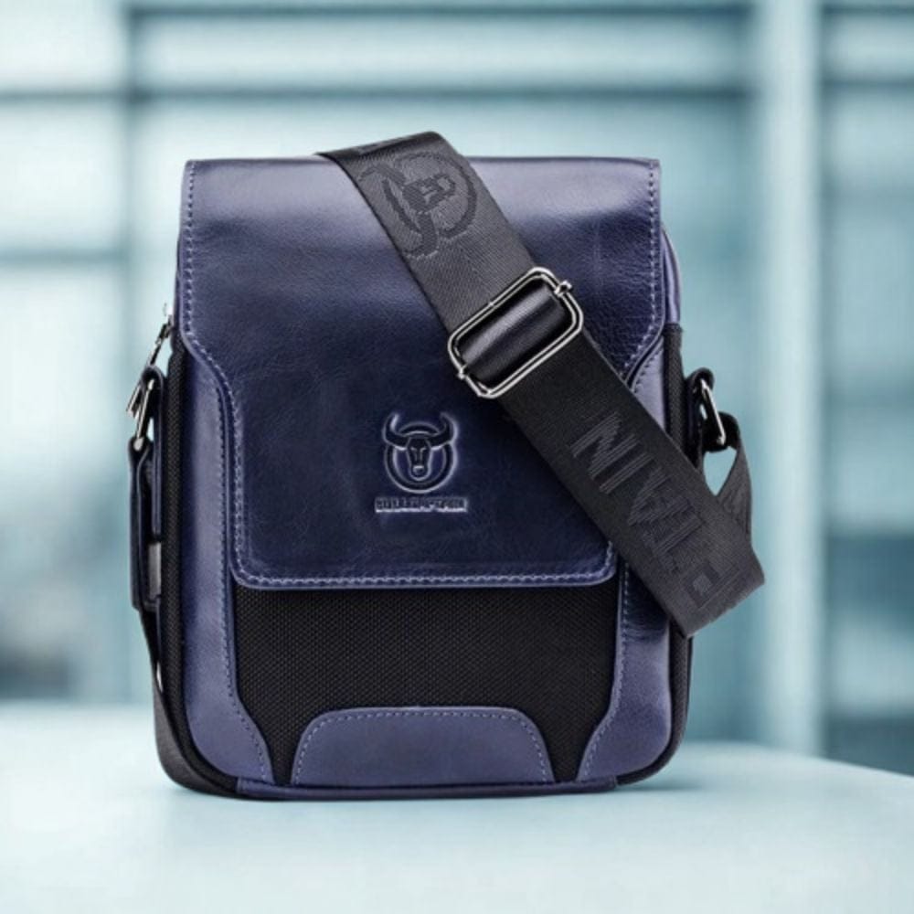 Sacoche Bleu Cuir et Tissu | Nohr
