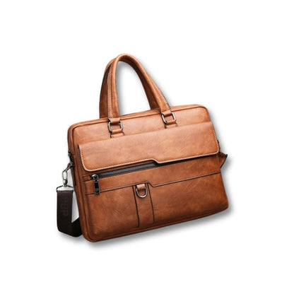 Sacoche Cartable Cuir | Calenor Khaki / Cuir