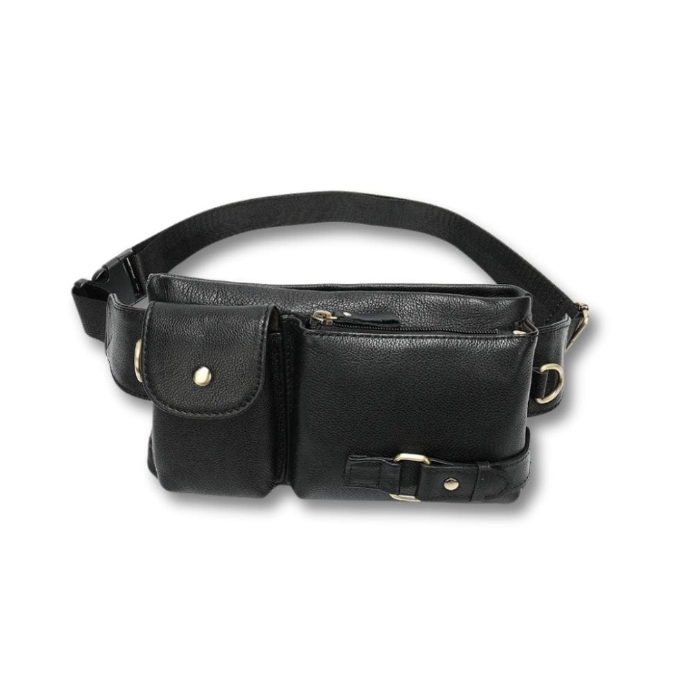 Sacoche Ceinture Cuir Marron | Wyler Noir / Cuir