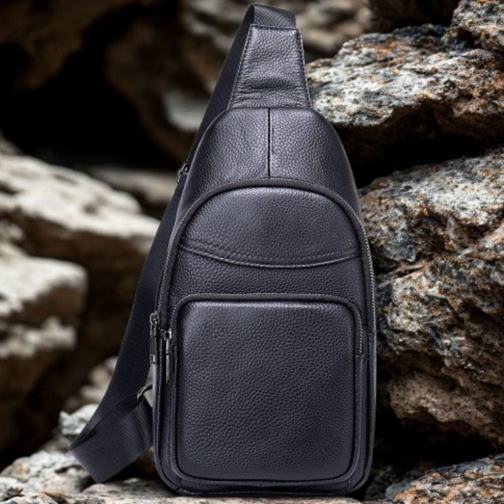 Sacoche Cuir Noir Homme | Néo Noir / Cuir