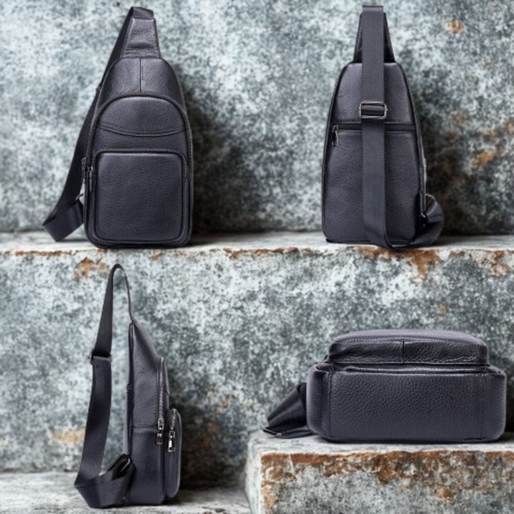 Sacoche Cuir Noir Homme | Néo Noir / Cuir