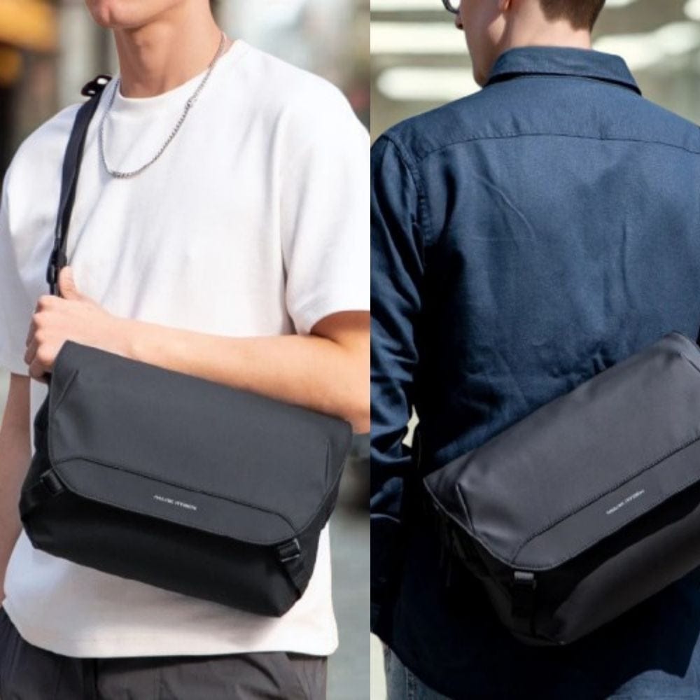 Sacoche Grande Taille pour Homme | Elyan Noir / Nylon