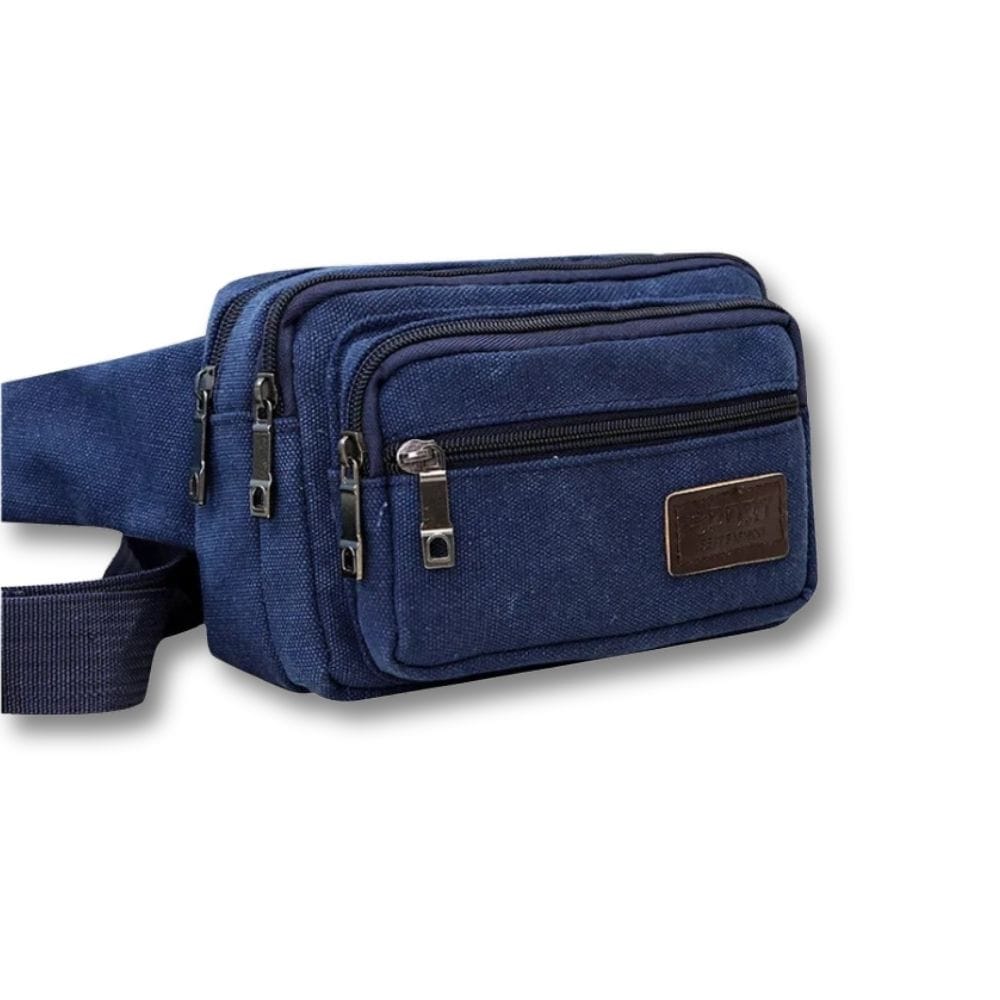 Sacoche Homme Banane en Toile | Quinlan Bleu / Tissu