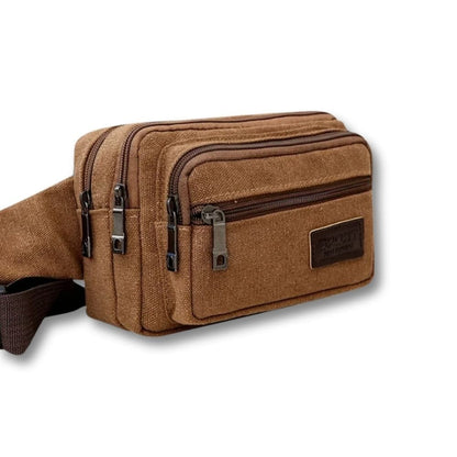 Sacoche Homme Banane en Toile | Quinlan Marron / Tissu