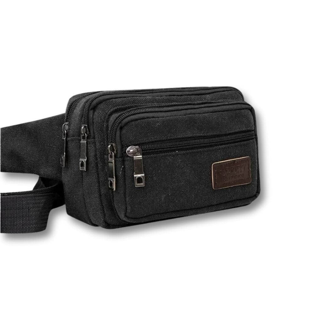 Sacoche Homme Banane en Toile | Quinlan Noir / Tissu