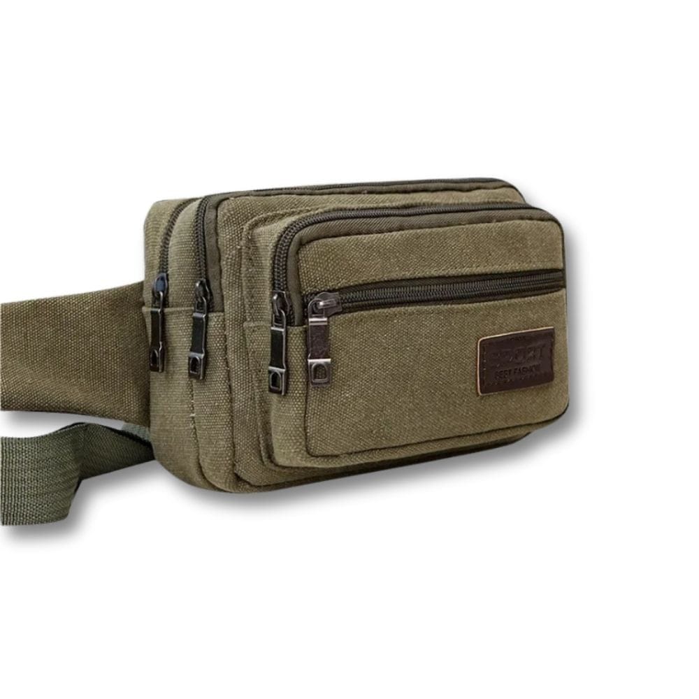 Sacoche Homme Banane en Toile | Quinlan Vert / Tissu