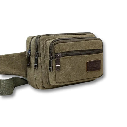 Sacoche Homme Banane en Toile | Quinlan Vert / Tissu
