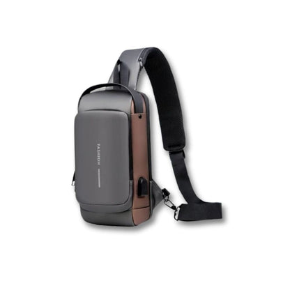 Sacoche Homme USB | Karl Gris Marron / Nylon