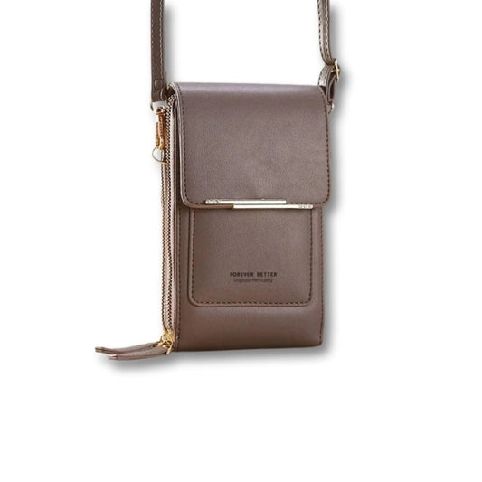 Sacoche Porte Monnaie Femme | Ysia Gris / Cuir