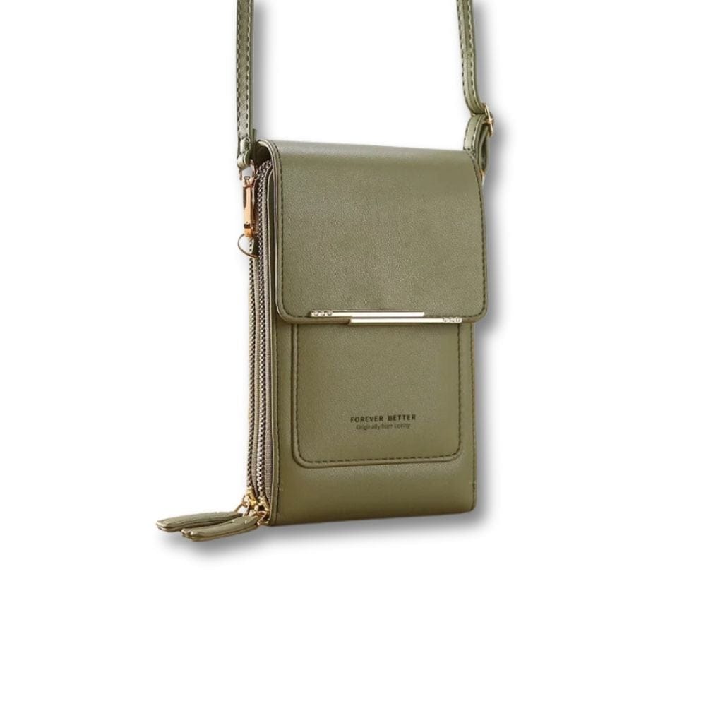 Sacoche Porte Monnaie Femme | Ysia vert / Cuir